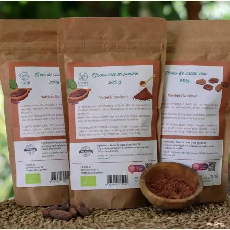 Polvere di cacao crudo biologico (varietà National)